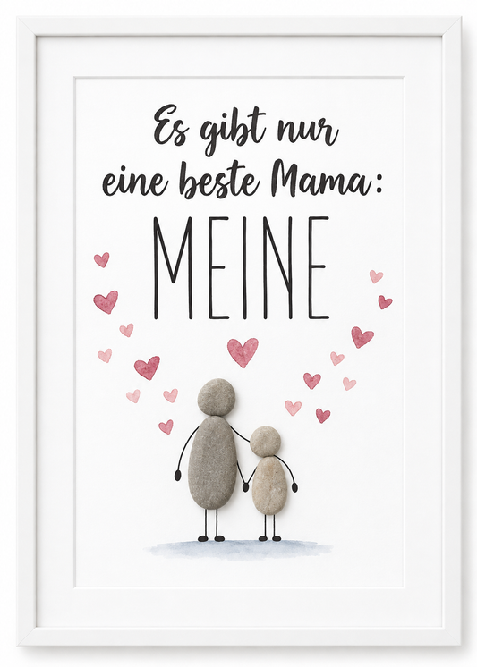 Kieselsteinbild Es gibt nur eine beste Mama, Meine – Geschenk für Mama, handgemachtes Steinbild