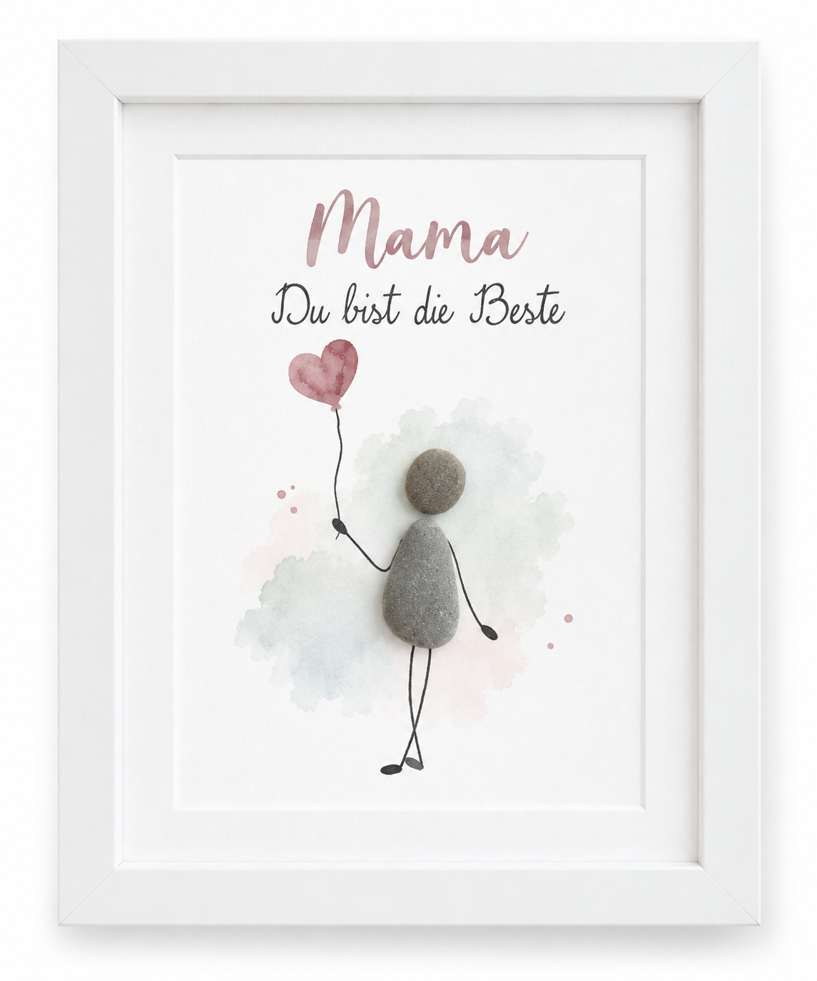 Kieselsteinbild Mama, Du bist die Beste – Geschenk für Mama, handgemachtes Steinbild