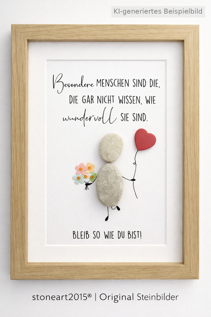 Kieselsteinbild Besondere Menschen sind die, die gar nicht wissen wie wundervoll sie sind – Dankeschön, handgemachtes Steinbild