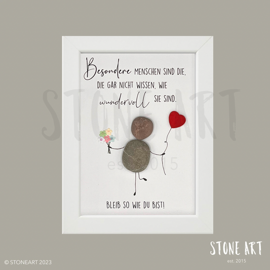 Steinbild besondere Menschen – Spruch handgemacht aus Kieselsteinen, Geschenk für besondere Menschen