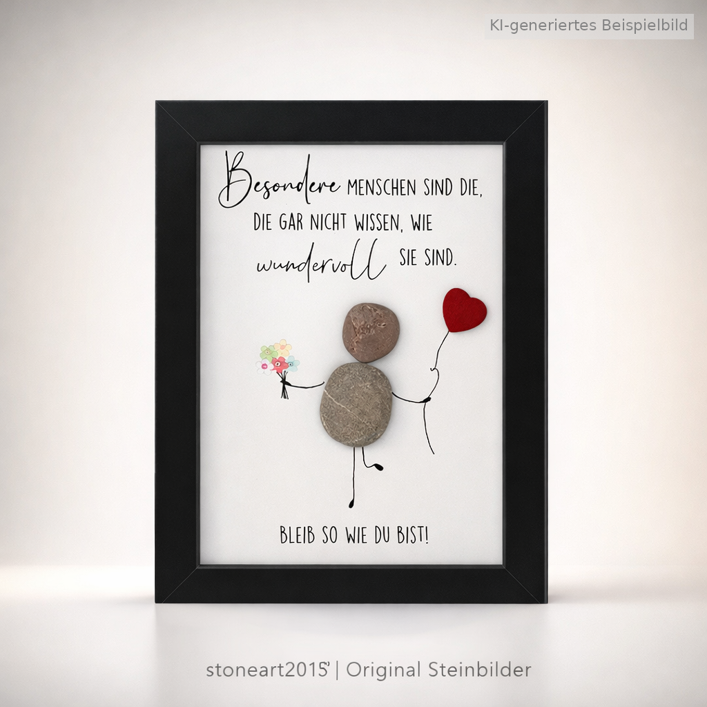Kieselsteinbild Besondere Menschen sind die, die gar nicht wissen wie wundervoll sie sind – Dankeschön, handgemachtes Steinbild