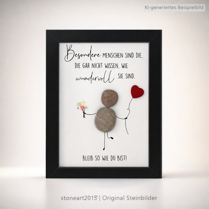 Kieselsteinbild Besondere Menschen sind die, die gar nicht wissen wie wundervoll sie sind – Dankeschön, handgemachtes Steinbild