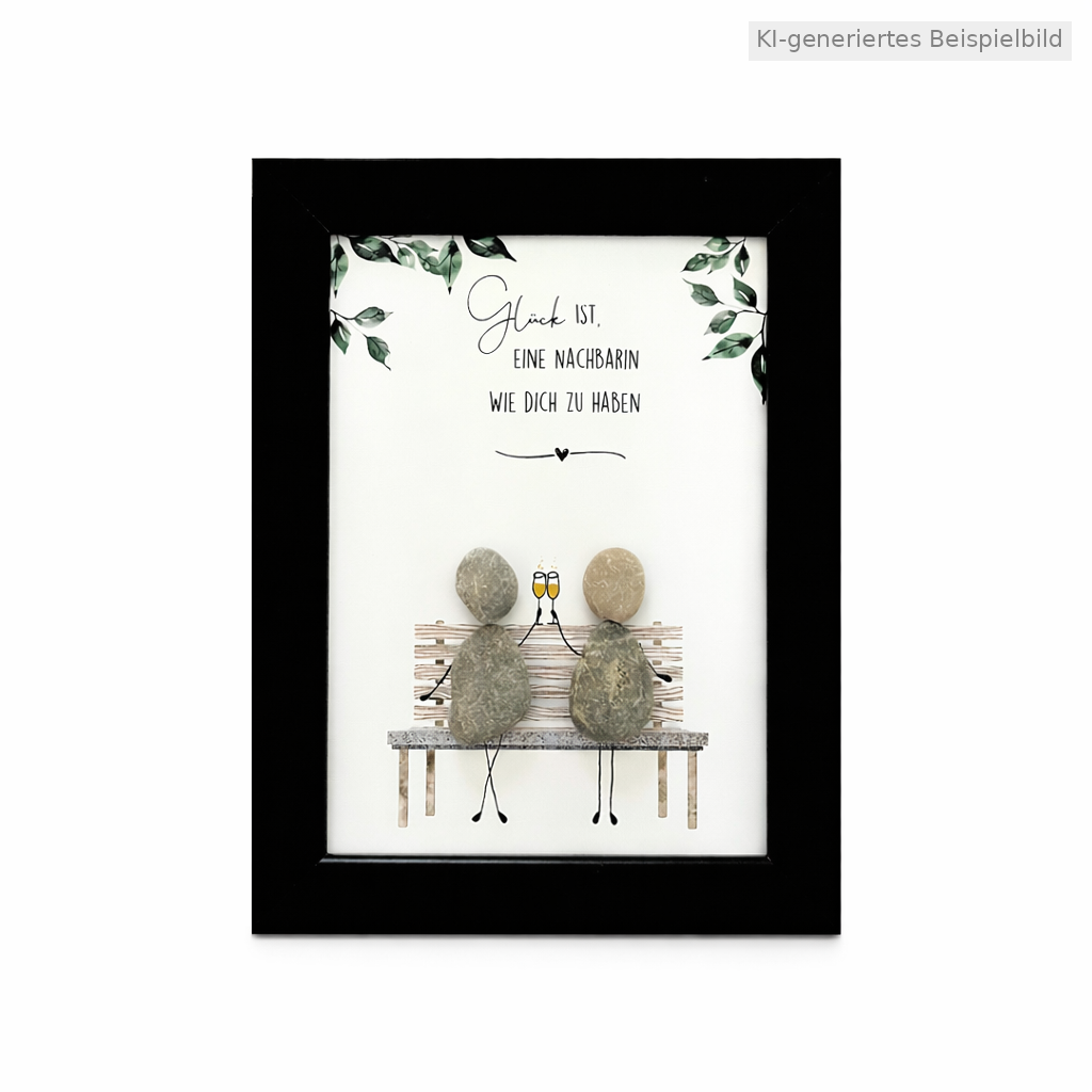 Kieselsteinbild Glück ist eine Nachbarin wie dich zu haben, Geschenk für Nachbarn, handgemachtes Steinbild