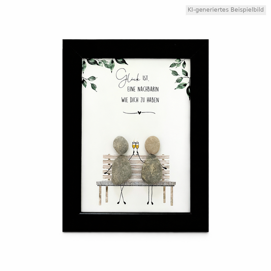 Kieselsteinbild Glück ist eine Nachbarin wie dich zu haben, Geschenk für Nachbarn, handgemachtes Steinbild