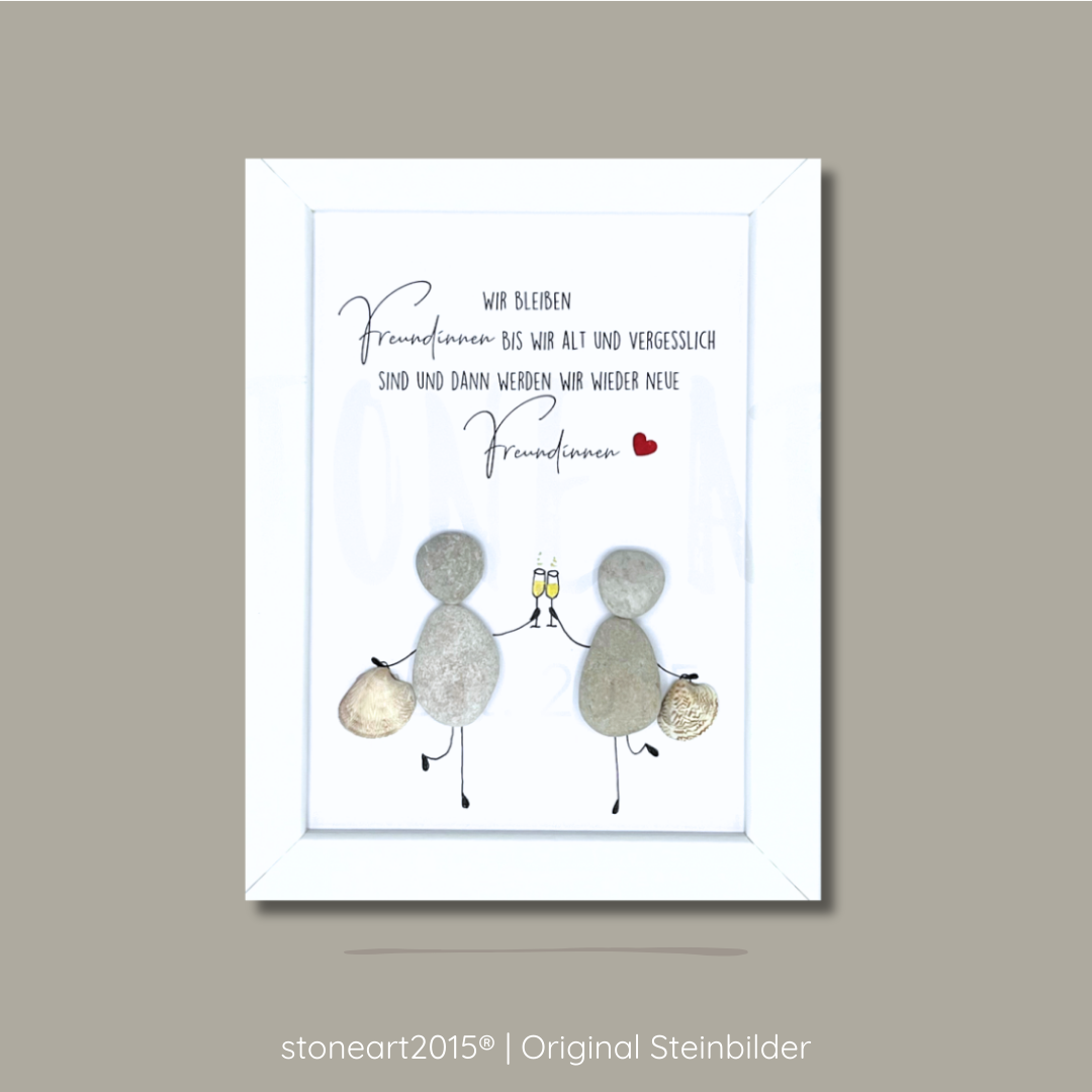 Handgemachtes Steinbild Freundschaft Geschenk Beste Freundinnen Spruch Unikat