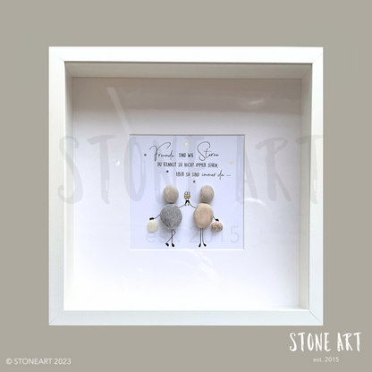 Handgemachtes Steinbild mit dem Spruch „Freunde sind wie Sterne – du kannst sie nicht immer sehen, aber sie sind immer da“ – liebevolles Geschenk für Freund:innen.