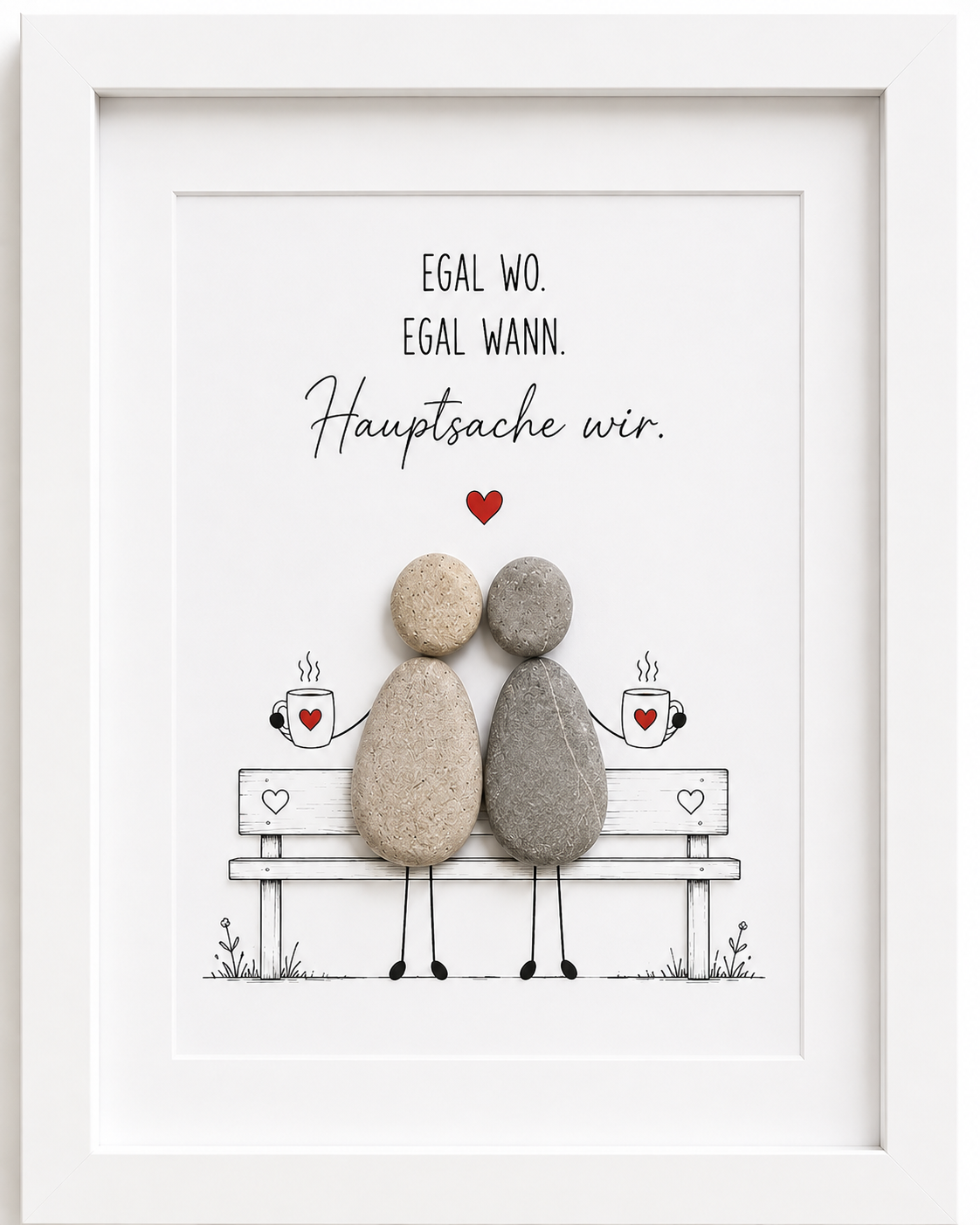 Kieselsteinbild Egal wo egal wann Hauptsache wir, Freundschaftsgeschenk, handgemachtes Steinbild