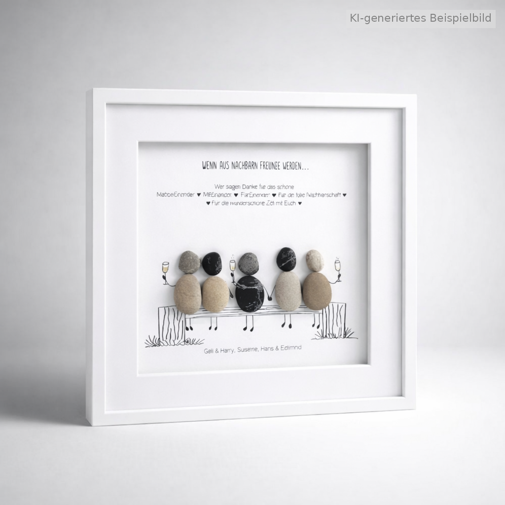 Kieselsteinbild Wenn aus Nachbarn Freunde werden, Geschenk für Nachbarn, handgemachtes Steinbild
