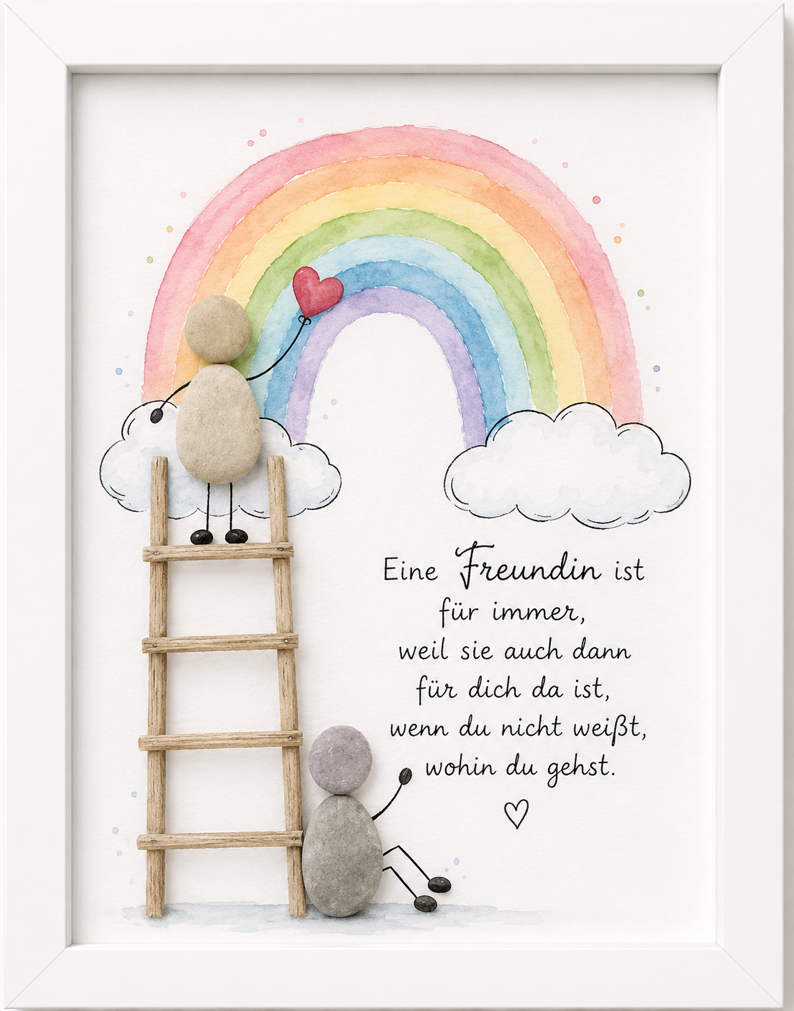 Kieselsteinbild Eine Freundin ist für immer – Freundschaftsgeschenk beste Freundin, handgemachtes Steinbild