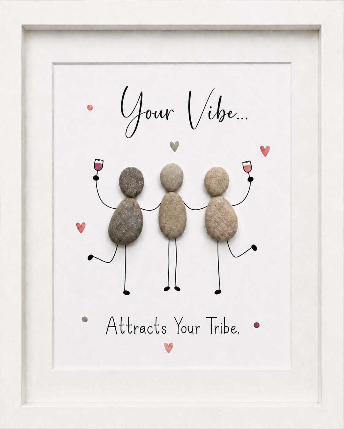 Kieselsteinbild Your Vibe Attracts Your Tribe – Geschenk für die beste Freundesgruppe, handgemachtes Steinbild