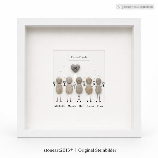Kieselsteinbild Forever Friends – Geschenk für den Freundeskreis, handgemachtes Steinbild