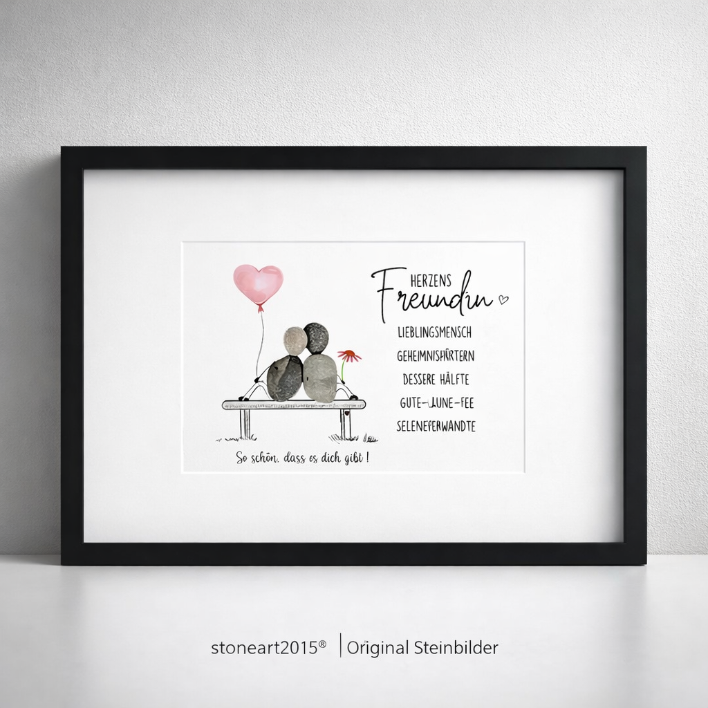 Steinbild Herzensfreundin – Geschenk für die beste Freundin