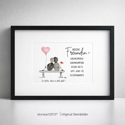 Steinbild Herzensfreundin – Geschenk für die beste Freundin