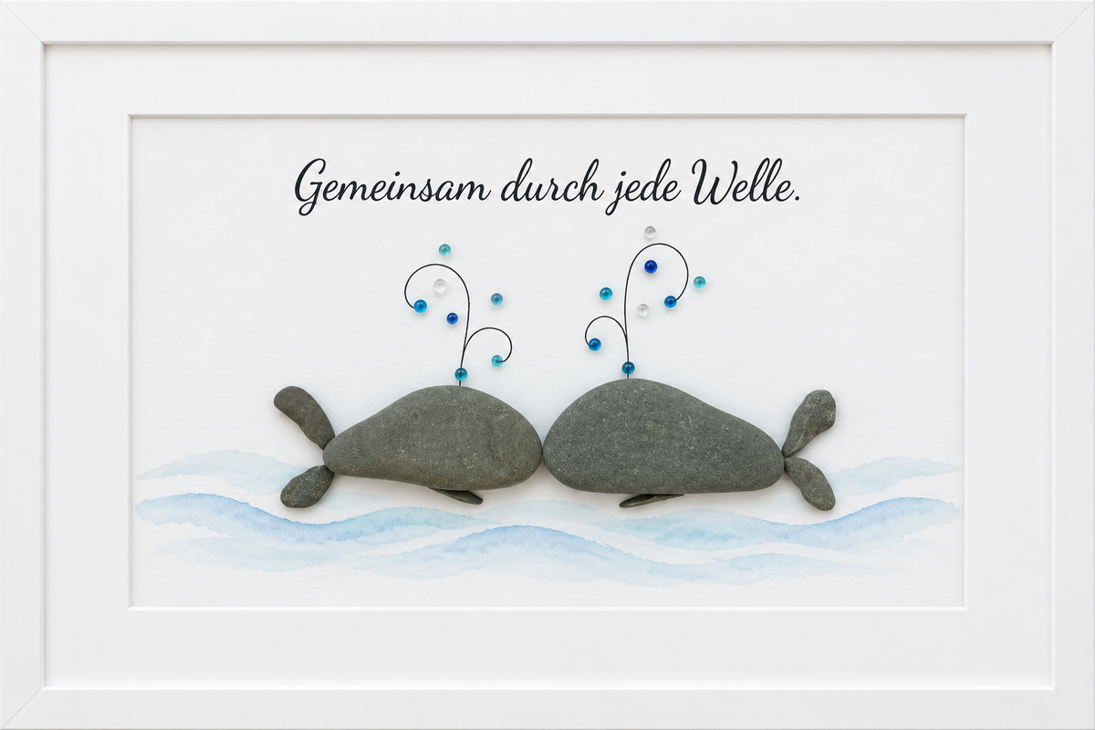 Kieselsteinbild Gemeinsam durch jede Welle – Geschenk für die beste Freundin, handgemachtes Steinbild