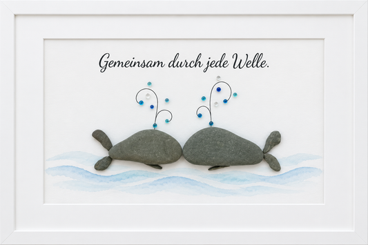 Kieselsteinbild Gemeinsam durch jede Welle – Geschenk für die beste Freundin, handgemachtes Steinbild