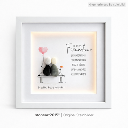 Kieselsteinbild Du bist meine Herzensfreundin, Geschenk für beste Freundin, handgemachtes Steinbild