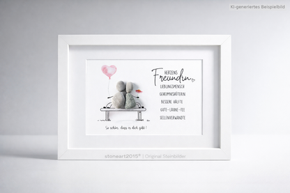 Kieselsteinbild Du bist meine Herzensfreundin, Geschenk für beste Freundin, handgemachtes Steinbild