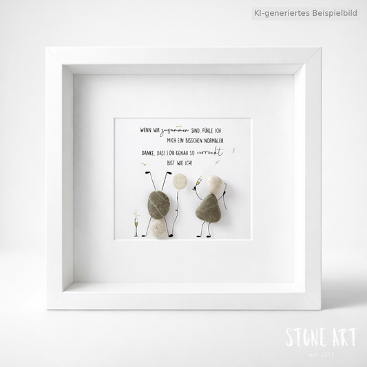 Kieselsteinbild Wenn wir zusammen sind fühle ich mich ein bisschen mehr wie ich, Geschenk für beste Freundin, handgemachtes Steinbild