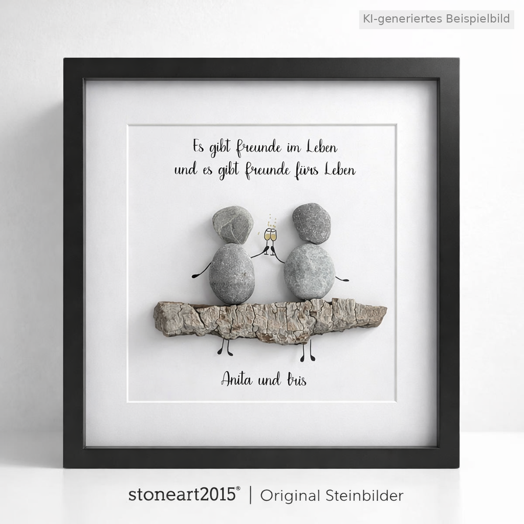 Kieselsteinbild Es gibt Freunde im Leben und es gibt Freunde fürs Leben, Geschenk für beste Freundin, handgemachtes Steinbild