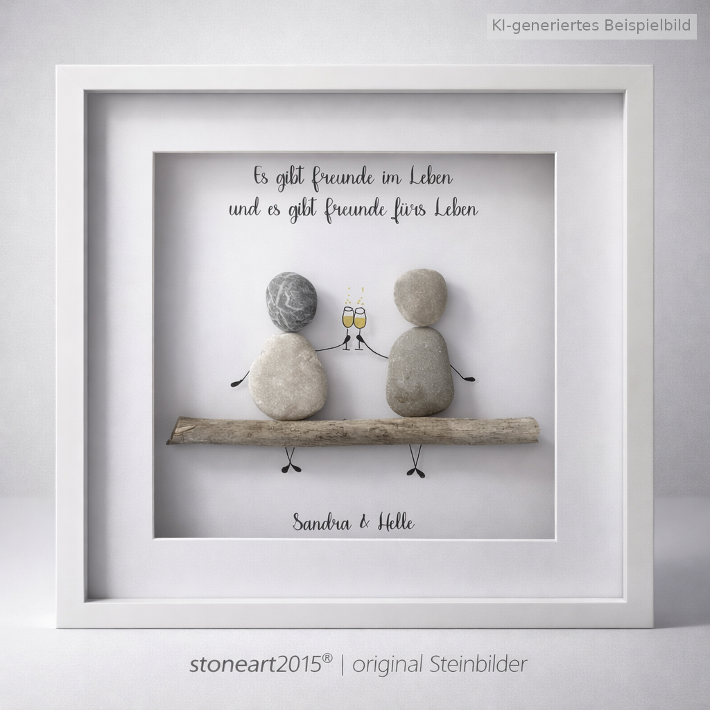 Kieselsteinbild Es gibt Freunde im Leben und es gibt Freunde fürs Leben, Geschenk für beste Freundin, handgemachtes Steinbild