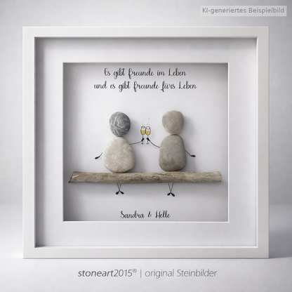 Kieselsteinbild Es gibt Freunde im Leben und es gibt Freunde fürs Leben, Geschenk für beste Freundin, handgemachtes Steinbild