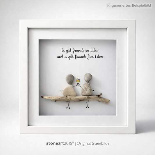 Kieselsteinbild Es gibt Freunde im Leben und es gibt Freunde fürs Leben, Geschenk für beste Freundin, handgemachtes Steinbild