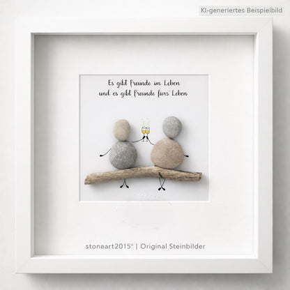 Kieselsteinbild Es gibt Freunde im Leben und es gibt Freunde fürs Leben, Geschenk für beste Freundin, handgemachtes Steinbild
