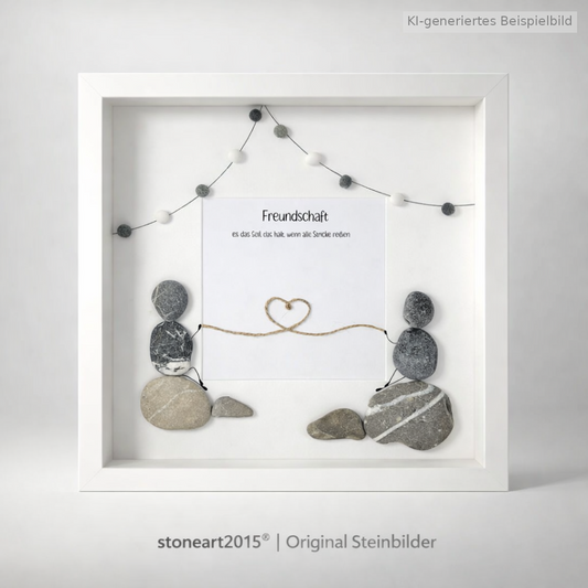 Kieselsteinbild Wahre Freundschaft ist das Seil, das uns hält, Freundschaftsgeschenk, handgemachtes Steinbild