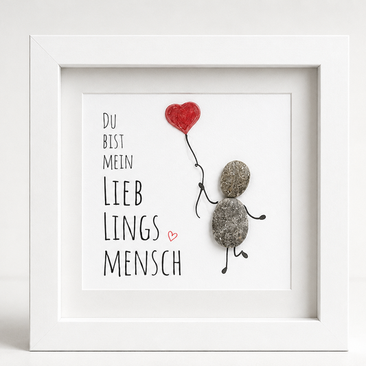 Kieselsteinbild Du bist mein Lieblingsmensch, Freundschaftsgeschenk, handgemachtes Steinbild