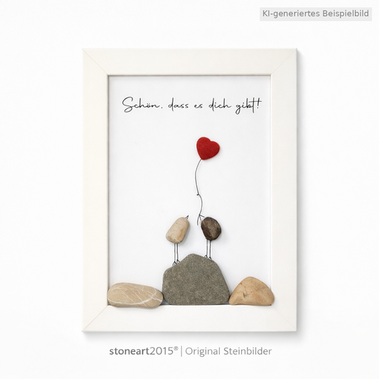 Kieselsteinbild Schön, dass es dich gibt, Freundschaftsgeschenk, handgemachtes Steinbild