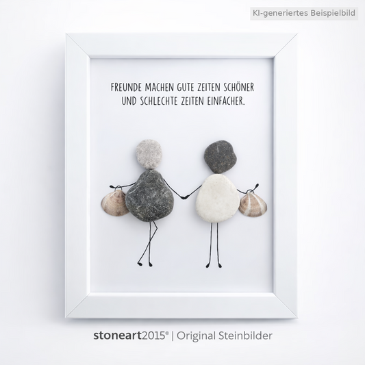 Kieselsteinbild Freunde machen gute Zeiten schöner und schlechte Zeiten einfacher, Freundschaftsgeschenk, handgemachtes Steinbild