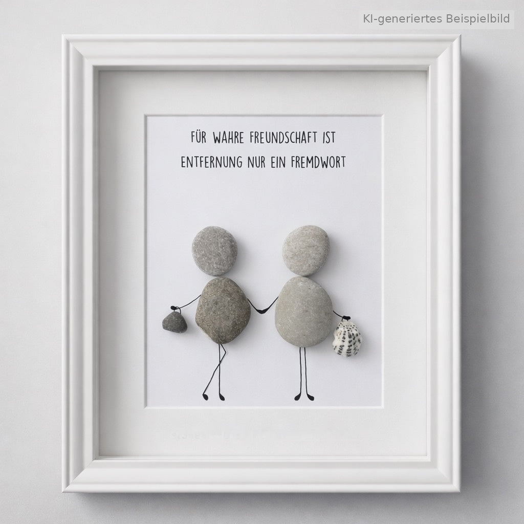 Kieselsteinbild Für wahre Freundschaft ist Entfernung nur ein Fremdwort, Freundschaftsgeschenk, handgemachtes Steinbild