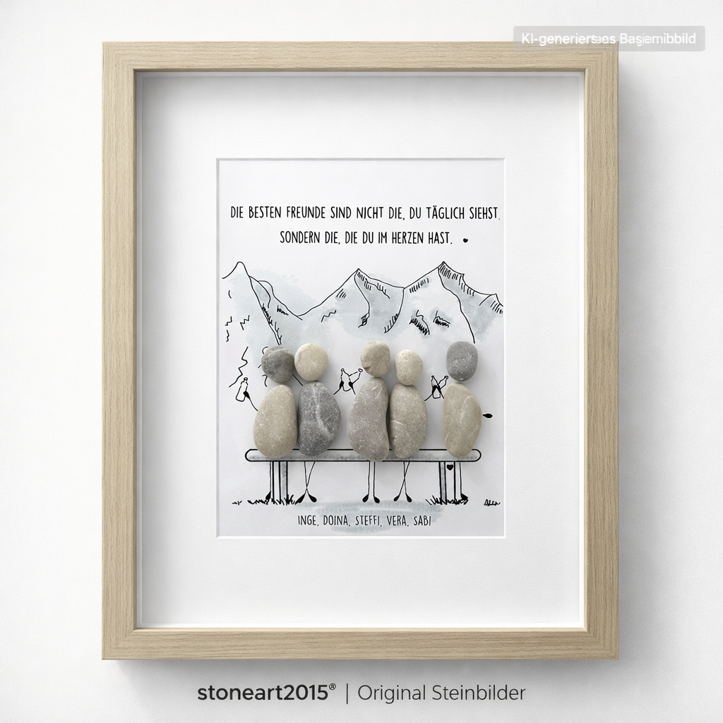 Kieselsteinbild Die besten Freunde, Freundschaftsgeschenk, handgemachtes Steinbild