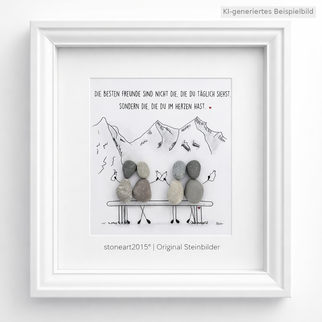 Kieselsteinbild Die besten Freunde, Freundschaftsgeschenk, handgemachtes Steinbild