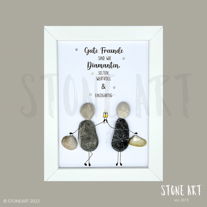 Steinbild „Gute Freunde sind wie Diamanten" – Kieselsteine handgemacht, Freundschaftsgeschenk