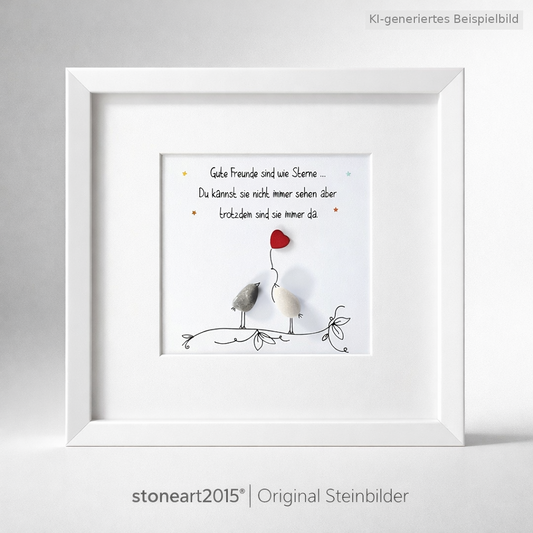 Kieselsteinbild Gute Freunde sind wie Sterne, Freundschaftsgeschenk, handgemachtes Steinbild