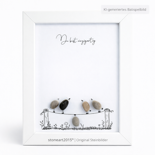 Kieselsteinbild Du bist einzigartig, Freundschaftsgeschenk, handgemachtes Steinbild