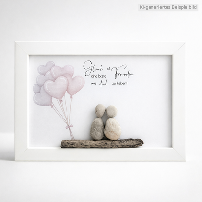 Kieselsteinbild Glück ist eine beste Freundin wie dich zu haben, Freundschaftsgeschenk, handgemachtes Steinbild