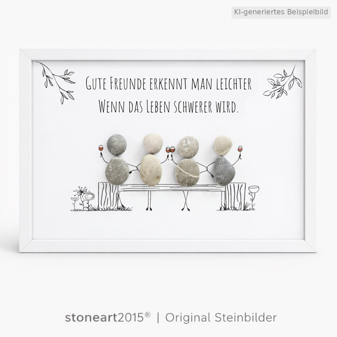 Kieselsteinbild Gute Freunde erkennt man leichter wenn das Leben schwerer wird, Freundschaftsgeschenk, handgemachtes Steinbild