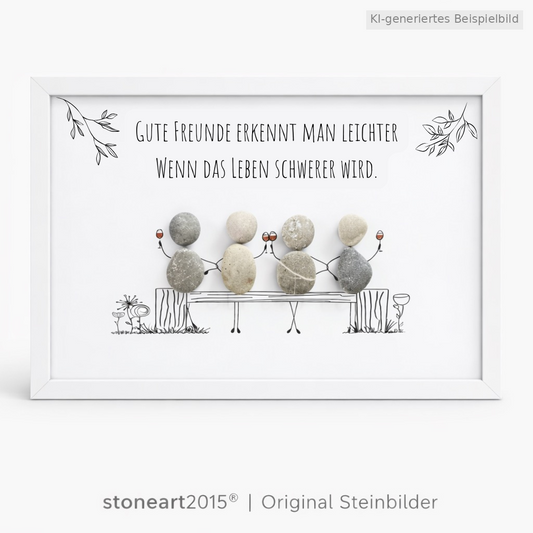 Kieselsteinbild Gute Freunde erkennt man leichter wenn das Leben schwerer wird, Freundschaftsgeschenk, handgemachtes Steinbild