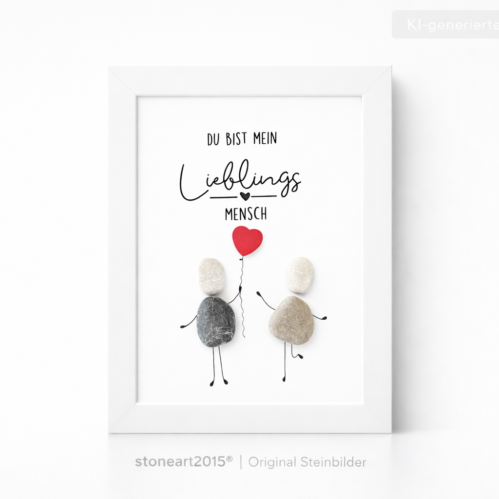 Kieselsteinbild Du bist mein Lieblingsmensch, Freundschaftsgeschenk, handgemachtes Steinbild