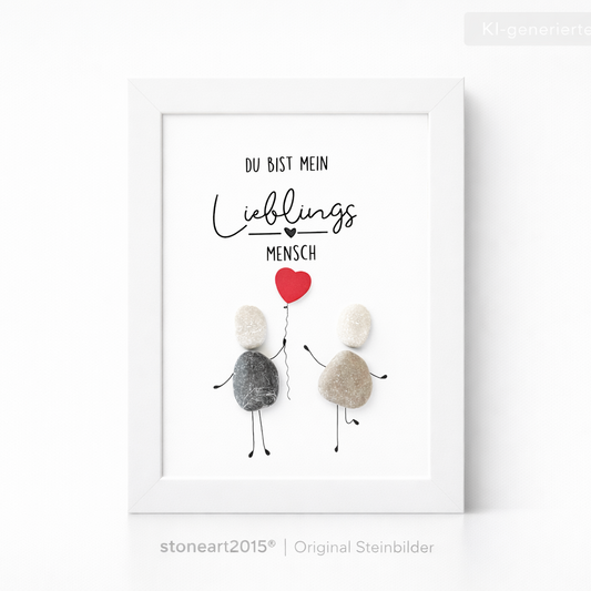 Kieselsteinbild Du bist mein Lieblingsmensch, Freundschaftsgeschenk, handgemachtes Steinbild