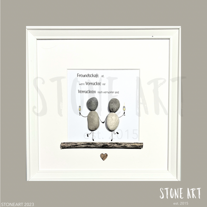 Handgemachtes Steinbild Freundschaft – verrückte Freunde sind schwer zu finden, Geschenk beste Freundin/Freund