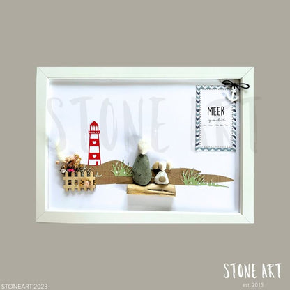 FREU47-Steinbild Meer geht immer - Leuchtturm