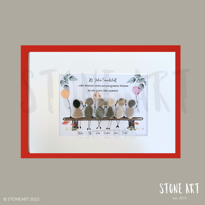 FREU54-Steinbild 20 Jahre Freundschaft - roter Rahmen