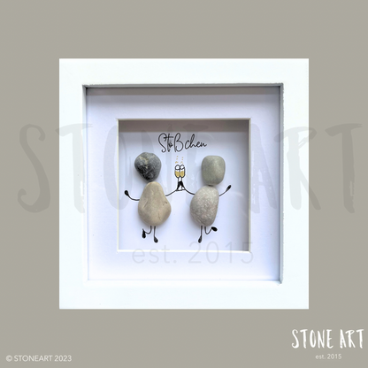 Steinbild mit Spruch Stößchen – handgemachtes Geschenk für Weinfreunde oder Feierfreudige