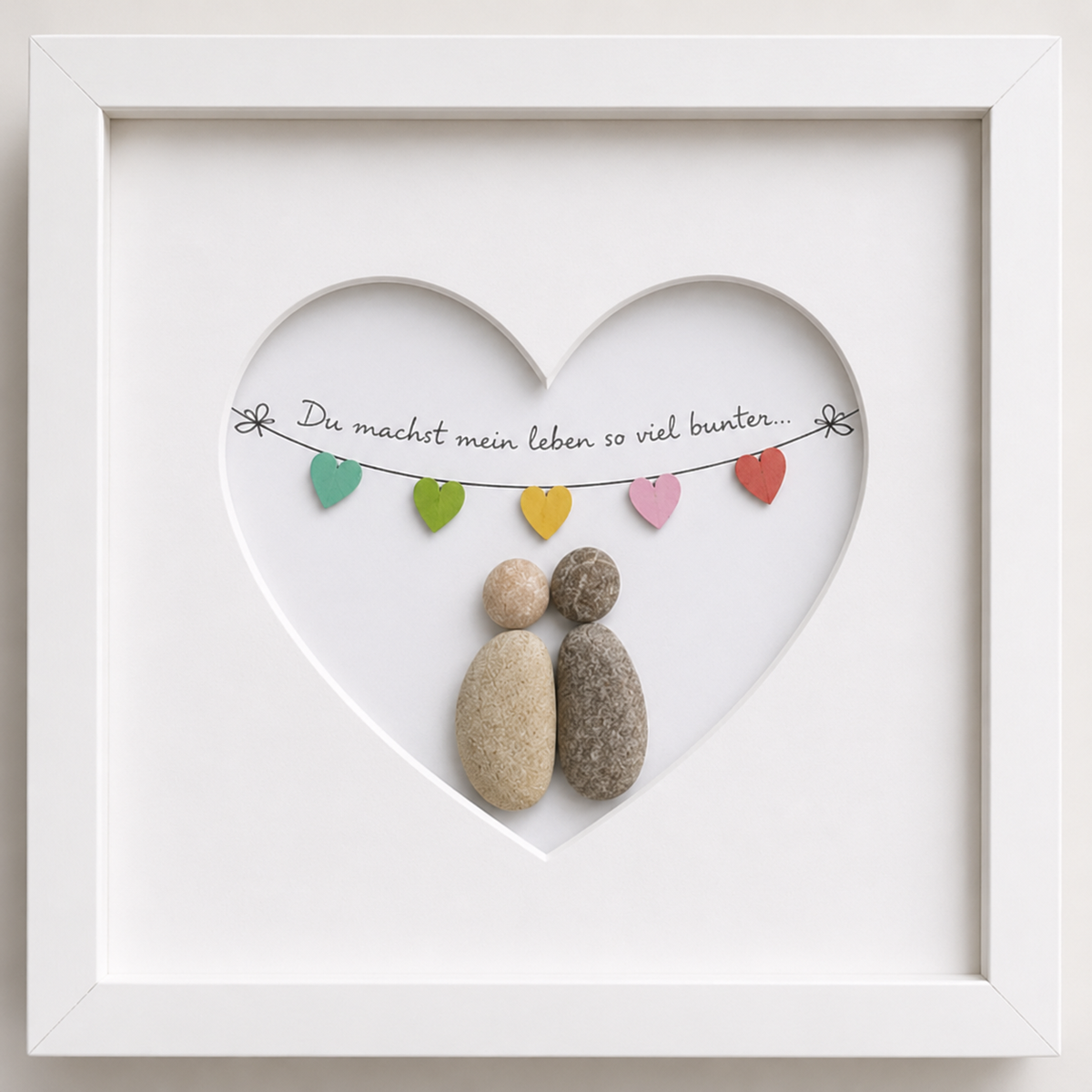 Kieselsteinbild Du machst mein Leben so viel bunter, Freundschaftsgeschenk, handgemachtes Steinbild