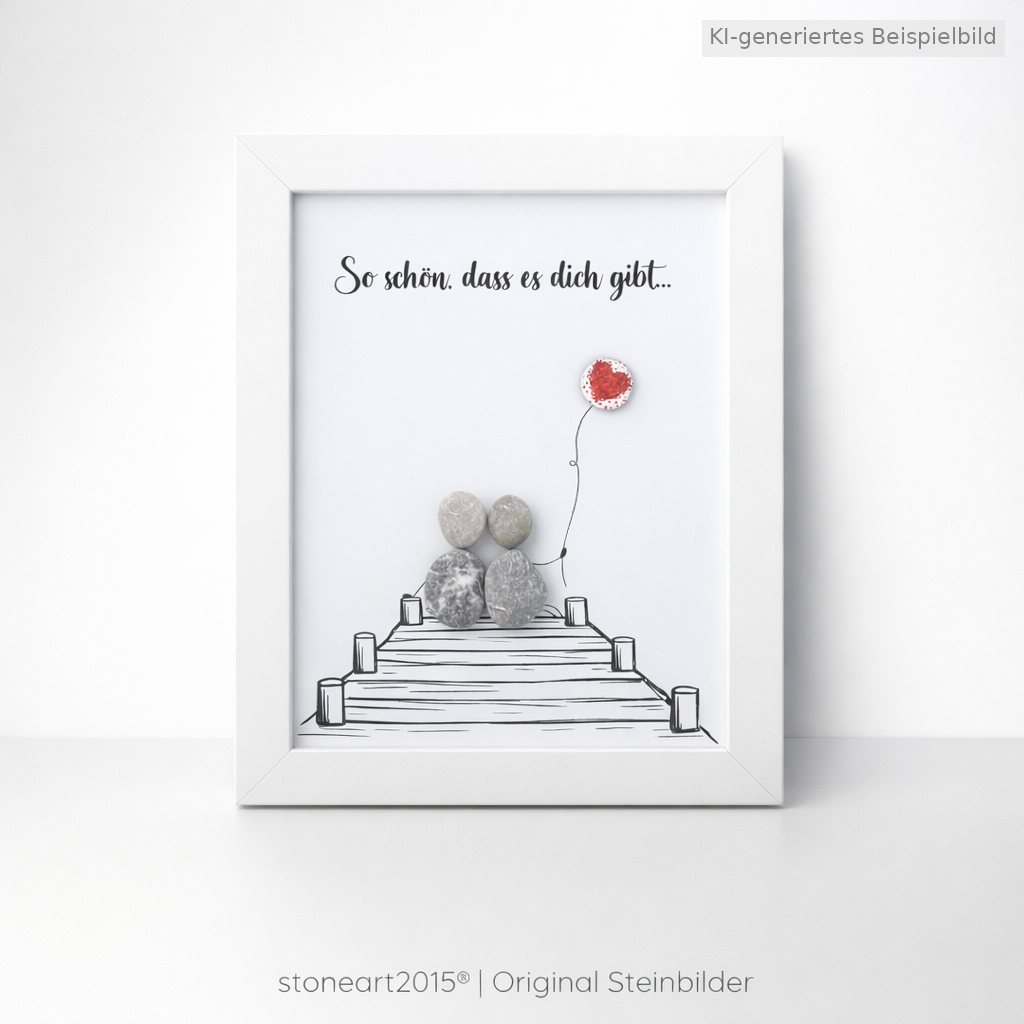 Kieselsteinbild So schön, dass es dich gibt, Freundschaftsgeschenk, handgemachtes Steinbild
