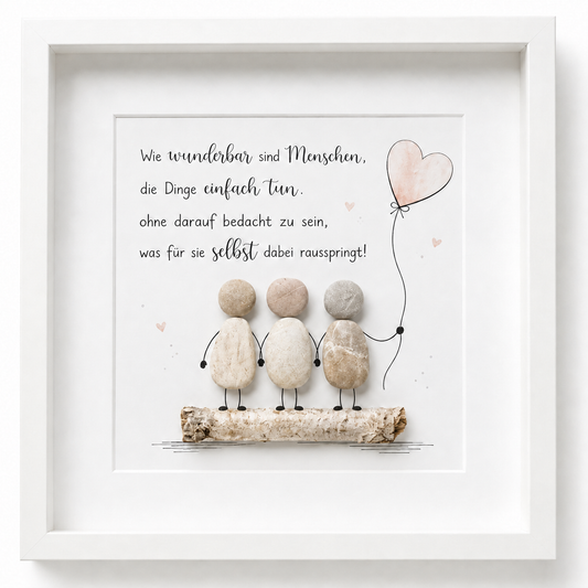 Stone carving "How wonderful are people who are just there" - Friendship