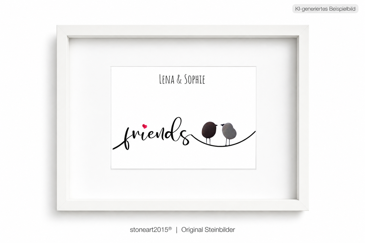 Kieselsteinbild Friends, Freundschaftsgeschenk, handgemachtes Steinbild